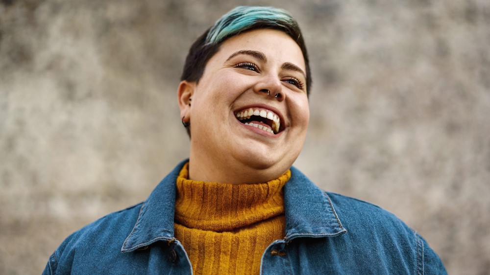 Happy trans person